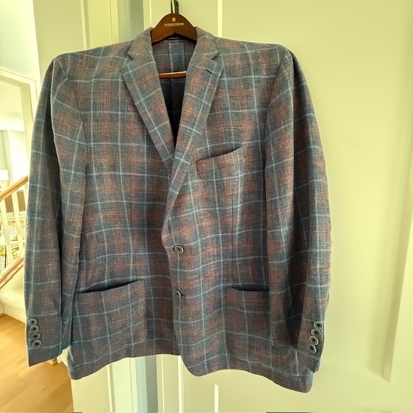 Hart Schaffner Marx NY Fit 48R  Plaid Pattern Sport Coat Linen/Wool ($595 new) - Picture 1 of 16